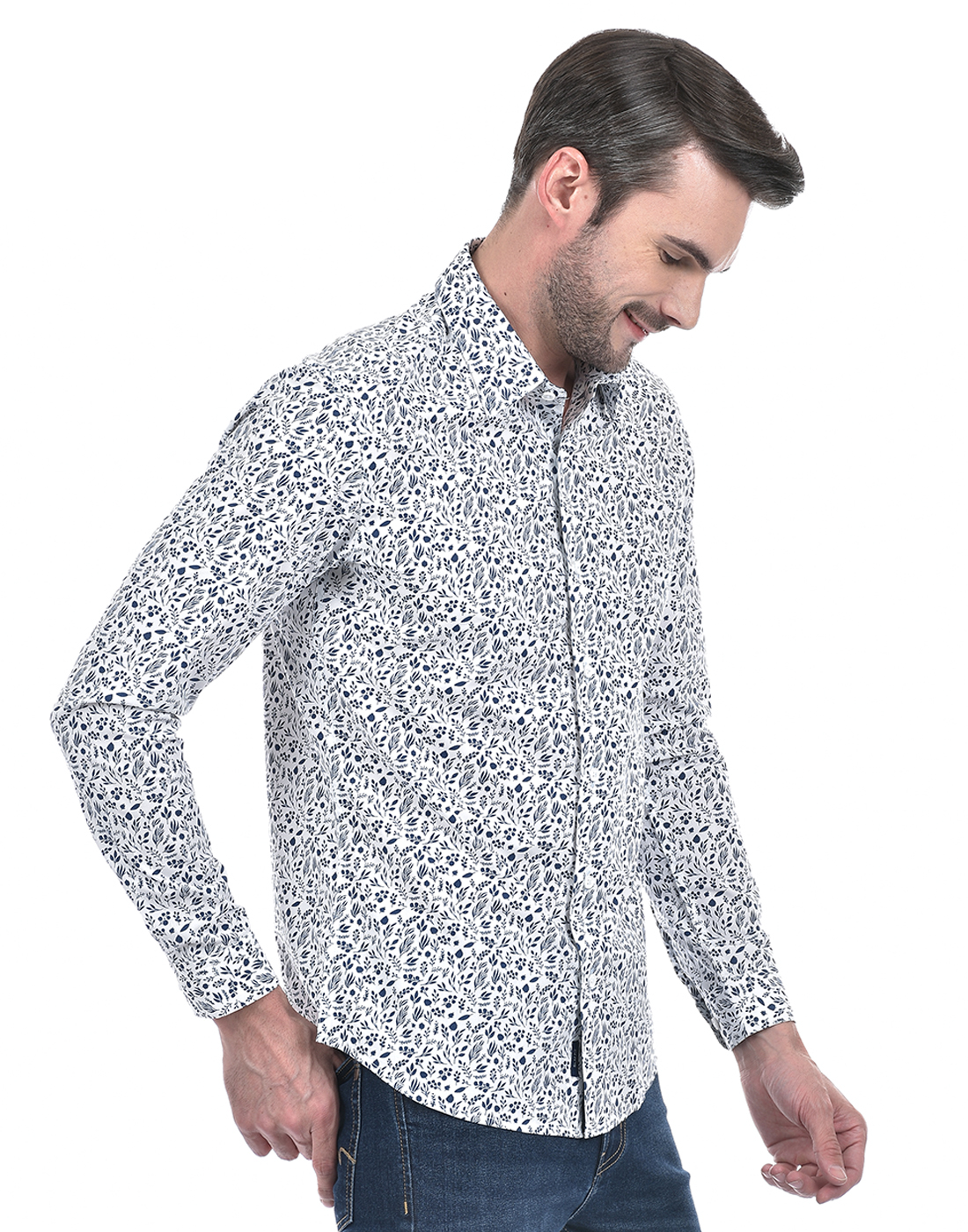 Numero Uno Men Floral Print White Shirt